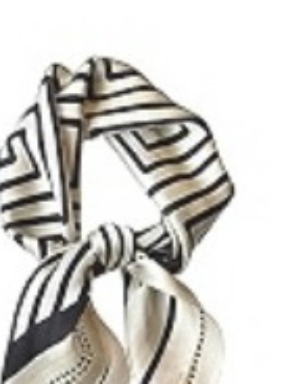 White Black Geometry Stripe Silk Square Scarf 27x27 NWT